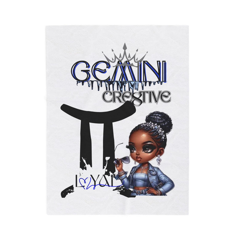 Gemini Themed Velveteen Plush Blanket, Cozy Throw, Personalized Gift, Astrology Decor, Birthday Gift, Home Snuggie