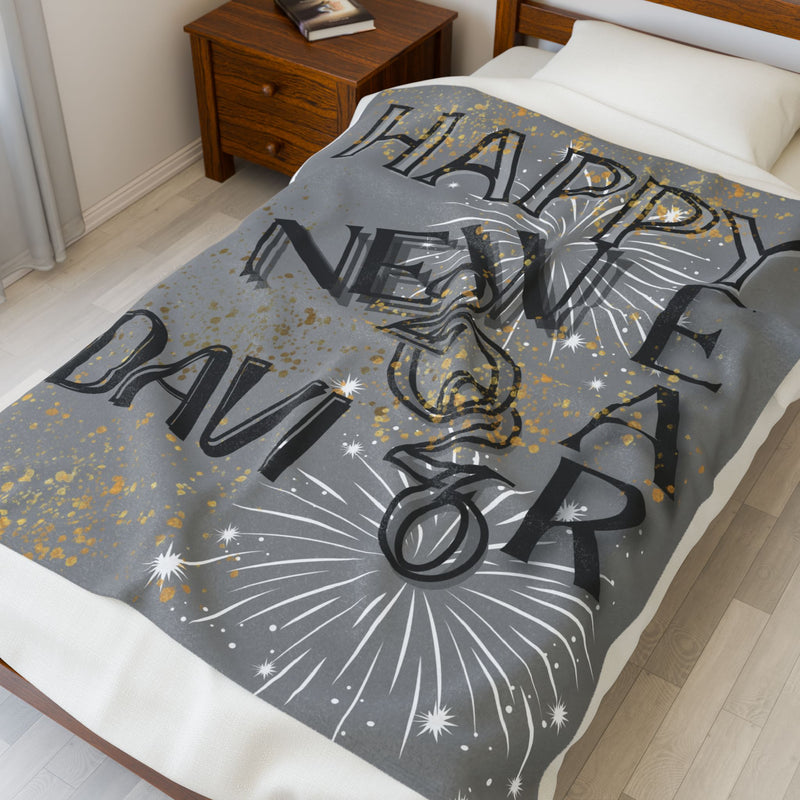 New Year Celebration Velveteen Plush Blanket